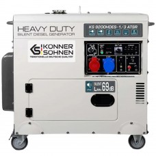 Генератор дизельний на 6.5 кВт (230В)/7.5kW (400В) Konner&Sohnen KS 9200HDES-1/3 ATSR (1-фаза 230/3-фази 400В)
